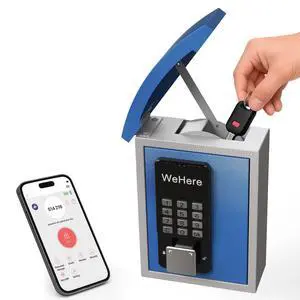 WeHere Key Lock Box Wall Mount with Key Drop Slot, Smart Digital Lockbox, OTP/APP Bluetooth/Wi-Fi/Fixed Code/Key Unlock, Key Safe Security Storage for House Outside, Realty Business, Apartment, Store WeHere Key Lock Box Wall Mount with Key Drop Slot, Smart Digital Lockbox, OTP/APP Bluetooth/Wi-Fi/Fixed Code/Key Unlock, Key Safe Security Storage for House Outside, Realty Business, Apartment, Store