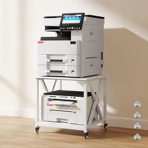 2 Tier White Printer Stand, 23.6 x 23.6 Inches Large Printer Table with Storage Shelf, Rolling Printer Cart with Wheels, Mobile Table for Home Office (White) 2 Tier White Printer Stand, 23.6 x 23.6 Inches Large Printer Table with Storage Shelf, Rolling Printer Cart with Wheels, Mobile Table for Home Office (White)