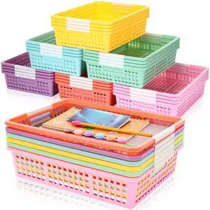 24 Pcs Colorful Plastic Classroom Baskets Bulk with Handles 13.6" x 10" Classroom Storage Bins 6 Color Morandi Stackable Desk Basket for School Office Teacher Book Pencil Organization 24 Pcs Colorful Plastic Classroom Baskets Bulk with Handles 13.6" x 10" Classroom Storage Bins 6 Color Morandi Stackable Desk Basket for School Office Teacher Book Pencil Organization