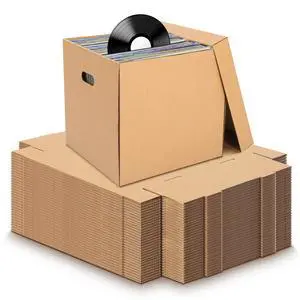 10 Set 12" Vinyl Record Storage Box Corrugated Paper Lp with Removable Lid and Handle for Organize Vinyl Album, Each Holds up to 60 Records or Lps 15-3/8 x 13-15/16 x 13-15/16 Inch 10 Set 12" Vinyl Record Storage Box Corrugated Paper Lp with Removable Lid and Handle for Organize Vinyl Album, Each Holds up to 60 Records or Lps 15-3/8 x 13-15/16 x 13-15/16 Inch