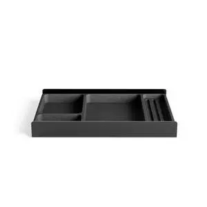 Desk Shelf Tray Drawer Organizer with Compartments for Monitor Stand System Metal & Cork Accessory Tray for Cockpit Setup | Black Desk Shelf Tray Drawer Organizer with Compartments for Monitor Stand System Metal & Cork Accessory Tray for Cockpit Setup | Black