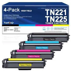 TN225 Toner Cartridges Replacement for Brother TN-221 TN 225 TN-225 High Yield Toner Cartridge for MFC-9130CW MFC-9140CDN HL-3140CW HL-3150CW HL-3170CDW Printer (4 Pack) TN225 Toner Cartridges Replacement for Brother TN-221 TN 225 TN-225 High Yield Toner Cartridge for MFC-9130CW MFC-9140CDN HL-3140CW HL-3150CW HL-3170CDW Printer (4 Pack)