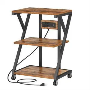 3-Tier Printer Stand, Mobile Printer Table, Rolling Cart with Charging Station, Home Printer Stand, for Living Room, Kitchen, Office, Rustic Brown and Black BF33UPS01 3-Tier Printer Stand, Mobile Printer Table, Rolling Cart with Charging Station, Home Printer Stand, for Living Room, Kitchen, Office, Rustic Brown and Black BF33UPS01