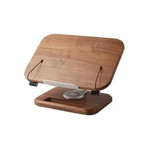 Book Stand for Reading, Adjustable Book Holder with 360° Swivel Base&Page Clips, Foldable Desktop Stand for Cookbook, Fits All Books (Walnut, Wood Base) Book Stand for Reading, Adjustable Book Holder with 360° Swivel Base&Page Clips, Foldable Desktop Stand for Cookbook, Fits All Books (Walnut, Wood Base)