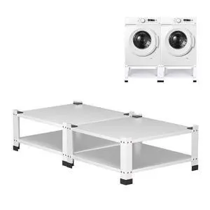 Washer Dryer Pedestal Set of 2 With Storage Shelf, 28.3 x 28.3 x 14 in, 800 lb Capacity Heavy Duty Carbon Steel Laundry Pedestals, White Washer Dryer Pedestal Set of 2 With Storage Shelf, 28.3 x 28.3 x 14 in, 800 lb Capacity Heavy Duty Carbon Steel Laundry Pedestals, White