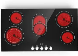 Electric cooktop 36 inch,240V 8600W 36 inch Induction Cooktop,Built-in and Countertop Electric Stove Top,Knob Control 9 Heating Level Timer & Kid Safety Lock Electric cooktop 36 inch,240V 8600W 36 inch Induction Cooktop,Built-in and Countertop Electric Stove Top,Knob Control 9 Heating Level Timer & Kid Safety Lock