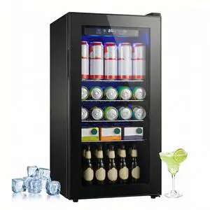 160 Can Beverage Refrigerator, Wine Cooler with 7 Adjustable Thermostat | Freestanding Drink Dispenser with Adjustable Shelves, Suitable for Home/Office, Black 160 Can Beverage Refrigerator, Wine Cooler with 7 Adjustable Thermostat | Freestanding Drink Dispenser with Adjustable Shelves, Suitable for Home/Office, Black
