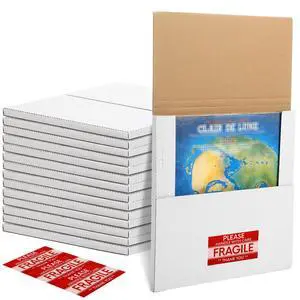 100 Pack Vinyl Record Mailers 12.5" x 12.5" x 1" White Vinyl Record Shipping Boxes Cardboard Lp Mailing Box Adjustable Height Album Mailer with Fragile Stickers for Small Business Package 100 Pack Vinyl Record Mailers 12.5" x 12.5" x 1" White Vinyl Record Shipping Boxes Cardboard Lp Mailing Box Adjustable Height Album Mailer with Fragile Stickers for Small Business Package