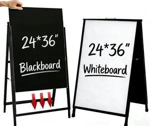 Folding A Frame Sign Sidewalk Sign 24x 36 Inch Sandwich Board Heavy Duty Pavement Double-Sided Sign With Drawable Whiteboard and Blackboard (24x36" With Whiteboard and Blackboard) Folding A Frame Sign Sidewalk Sign 24x 36 Inch Sandwich Board Heavy Duty Pavement Double-Sided Sign With Drawable Whiteboard and Blackboard (24x36" With Whiteboard and Blackboard)