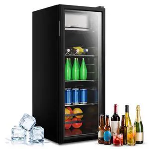 170 Can Beverage Refrigerator, Wine Cooler with 7 Adjustable Thermostat | Freestanding Drink Fridge with LED Light for Home Office Dorm, Black 170 Can Beverage Refrigerator, Wine Cooler with 7 Adjustable Thermostat | Freestanding Drink Fridge with LED Light for Home Office Dorm, Black