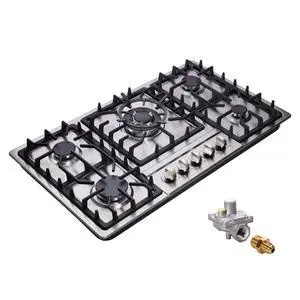 DM5808 34 Inch Stainless Steel Built-in 5 Burner Gas Cooktop - LPG/NG Convertible Dual Fuel Gas Hob DM5808 34 Inch Stainless Steel Built-in 5 Burner Gas Cooktop - LPG/NG Convertible Dual Fuel Gas Hob