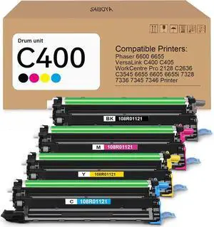 Versalink C400/C405 Drum Unit Compatible with Xerox 108R01121 Imaging Unit | Replacement for Phaser 6600 6655 Versalink C400 C405 WorkCentre 6655 6605 7328 7336 7345 7346 Drum Cartridge Kit (BK/C/M/Y) Versalink C400/C405 Drum Unit Compatible with Xerox 108R01121 Imaging Unit | Replacement for Phaser 6600 6655 Versalink C400 C405 WorkCentre 6655 6605 7328 7336 7345 7346 Drum Cartridge Kit (BK/C/M/Y)