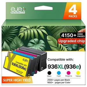 936XL High Yield Replacement for HP 936 Ink Cartridges 4 Pack | 936 ink cartridges for HP printers Offic Pro 9125e, 9120e, 9135e, 9130e, 9122e, Wide Format 9730e 936XL High Yield Replacement for HP 936 Ink Cartridges 4 Pack | 936 ink cartridges for HP printers Offic Pro 9125e, 9120e, 9135e, 9130e, 9122e, Wide Format 9730e