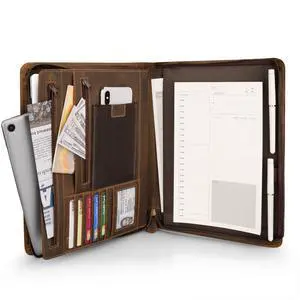 Full Grain Leather Portfolio with Zipper, Professional Business Organizer for Men Women, Executive Resume Folder with A4 Notepad Holder, Card Slots, Pen Loop, 10x13'', Luxury Gift Set Full Grain Leather Portfolio with Zipper, Professional Business Organizer for Men Women, Executive Resume Folder with A4 Notepad Holder, Card Slots, Pen Loop, 10x13'', Luxury Gift Set