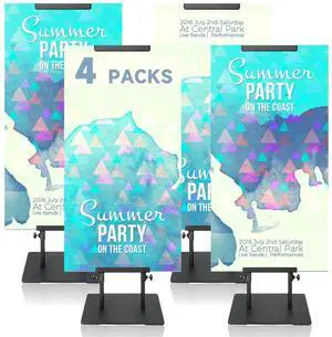 Poster Stand, Poster Board Stand for Display, Banner Stand, Black, 4-Pack | Adjustable 43"-78", Iron Base with Non-Slip Mat, Double-Sided Dispaly, Hold up to 10 lbs, for Shop/Restaurant/Wedding Poster Stand, Poster Board Stand for Display, Banner Stand, Black, 4-Pack | Adjustable 43"-78", Iron Base with Non-Slip Mat, Double-Sided Dispaly, Hold up to 10 lbs, for Shop/Restaurant/Wedding