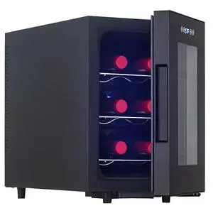 Wine Fridge, Digital Temperature Control White & Red Wine 6 Bottle Wine Cooler with Wine Rack, Champagne Wine Cooler Refrigerator for Bar, Home,Kitchen,Gift (Black) Wine Fridge, Digital Temperature Control White & Red Wine 6 Bottle Wine Cooler with Wine Rack, Champagne Wine Cooler Refrigerator for Bar, Home,Kitchen,Gift (Black)