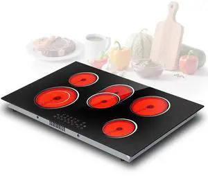 5 Burner Electric Cooktop 36 Inch, Built-in Electric Stove Top 8400W | Ceramic Cooktop with Touch Control, BBQ Burner, Timer & Pause, Safety Lock, 220V Hard Wire 5 Burner Electric Cooktop 36 Inch, Built-in Electric Stove Top 8400W | Ceramic Cooktop with Touch Control, BBQ Burner, Timer & Pause, Safety Lock, 220V Hard Wire