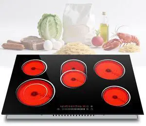 30 Inch Electric Cooktop 8400W 5 Burner Ceramic Cooktop Built-in | with Slider Control, Dual Oval Zone, Timer & Safety Lock, Hot Surface Indicator, 220V, Hard Wire No Plug 30 Inch Electric Cooktop 8400W 5 Burner Ceramic Cooktop Built-in | with Slider Control, Dual Oval Zone, Timer & Safety Lock, Hot Surface Indicator, 220V, Hard Wire No Plug
