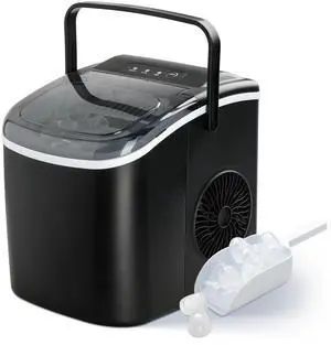 Countertop Ice Maker with Ice Spoon and Basket, 26lbs Ice Per Day, 6 Mins 9 Bullet Ice, Self-Cleaning, Efficient for Camping, Kitchen, Office, Black Countertop Ice Maker with Ice Spoon and Basket, 26lbs Ice Per Day, 6 Mins 9 Bullet Ice, Self-Cleaning, Efficient for Camping, Kitchen, Office, Black