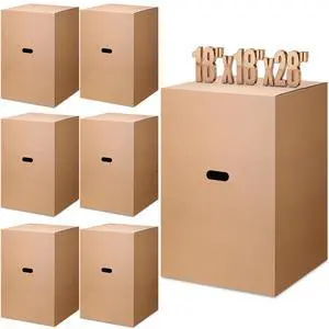 6 Pack Large Moving Boxes with Handles 18 x 18 x 28 Inches Kitchen Corrugated Moving Boxes Double Wall Heavy Duty Cardboard Packing Box for Packing Shipping Mailing Garage Storage 6 Pack Large Moving Boxes with Handles 18 x 18 x 28 Inches Kitchen Corrugated Moving Boxes Double Wall Heavy Duty Cardboard Packing Box for Packing Shipping Mailing Garage Storage