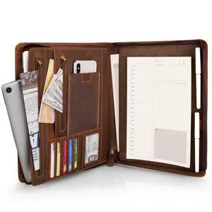 Leather Portfolio for Men, Business Portfolio Binder for A4/Pad, Leather Portfolio Folder Organizer with Notepad Holder, Card Slots, Pen Loop, 10 x 13 in, Professional Gift Set - Camel Leather Portfolio for Men, Business Portfolio Binder for A4/Pad, Leather Portfolio Folder Organizer with Notepad Holder, Card Slots, Pen Loop, 10 x 13 in, Professional Gift Set - Camel