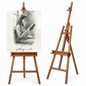 Large A-Frame Solid Beechwood Studio Easel for Painting | Adjustable Artist Easel with Storage Drawer, Display Easel Stand Holds Canvas Up to 48 Inches, Brown Large A-Frame Solid Beechwood Studio Easel for Painting | Adjustable Artist Easel with Storage Drawer, Display Easel Stand Holds Canvas Up to 48 Inches, Brown