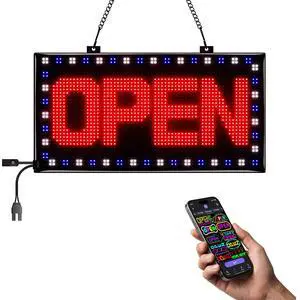 Programmable LED Open Sign,Support for Multiple Open Dynamic and Static Effects,App Control, for Business Window Glass Cafes Bar Programmable LED Open Sign,Support for Multiple Open Dynamic and Static Effects,App Control, for Business Window Glass Cafes Bar