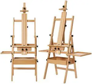 Painting Easel with Storage: H-Frame Beech Wood Art Easel for Adults, Artists, Students, Beginners - Adjustable 50"-80" H, Holds Canvas Up to 47 Inches Painting Easel with Storage: H-Frame Beech Wood Art Easel for Adults, Artists, Students, Beginners - Adjustable 50"-80" H, Holds Canvas Up to 47 Inches