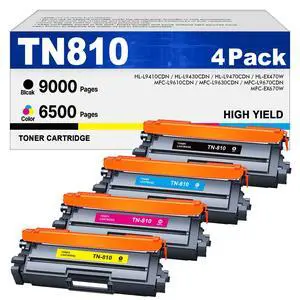 TN810 Toner Cartridges 4 Pack Replacement for Brother TN810 TN810XL | Compatible for Brother MFC-L9610CDN HL-L9410CDN HL-L9430CDN HL-L9470CDN MFC-L9630CDN Printer (Black Cyan Yellow Magenta) TN810 Toner Cartridges 4 Pack Replacement for Brother TN810 TN810XL | Compatible for Brother MFC-L9610CDN HL-L9410CDN HL-L9430CDN HL-L9470CDN MFC-L9630CDN Printer (Black Cyan Yellow Magenta)