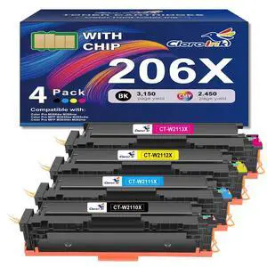 206X Toner Cartridges 4 Pack High Yield Replacement for HP 206A W2110A 206X W2110X Compatible with Color Laser Jet Pro MFP M255dw M283fdw M283cdw M255nw Printer (B/C/Y/M Color) 206X Toner Cartridges 4 Pack High Yield Replacement for HP 206A W2110A 206X W2110X Compatible with Color Laser Jet Pro MFP M255dw M283fdw M283cdw M255nw Printer (B/C/Y/M Color)
