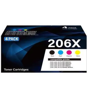 206X Toner Cartridges 4 Pack with Chip M283fdw M283cdw Toner Compatible with HP 206X 206A W2110X for HP Color LaserJet Pro M255dw M255nw MFP M283fdw M283cdw M282nw M283fdn Printer(B/C/M/Y Color) 206X Toner Cartridges 4 Pack with Chip M283fdw M283cdw Toner Compatible with HP 206X 206A W2110X for HP Color LaserJet Pro M255dw M255nw MFP M283fdw M283cdw M282nw M283fdn Printer(B/C/M/Y Color)