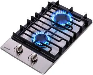 12 Inch Gas Cooktop, 2 Burners Built-in Stainless Steel Stove Top, Max 12000BTU Propane/Natural Gas Convertible Dual Fuel Cooktop for Apartments, Rvs, Outdoor 12 Inch Gas Cooktop, 2 Burners Built-in Stainless Steel Stove Top, Max 12000BTU Propane/Natural Gas Convertible Dual Fuel Cooktop for Apartments, Rvs, Outdoor