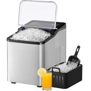Countertop Nugget Ice Maker, Chewable Pebble & Pellet Ice Machine | Stainless Steel Housing, Self-Cleaning Function, 33.5lbs Daily Production, Perfect for Home, Kitchen, Bar, RV, Party Countertop Nugget Ice Maker, Chewable Pebble & Pellet Ice Machine | Stainless Steel Housing, Self-Cleaning Function, 33.5lbs Daily Production, Perfect for Home, Kitchen, Bar, RV, Party