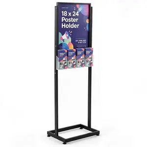18" x 24" Metal Poster Sign Holder Floor Stand with 4 Pocket Acrylic Brochure Holder 4x9 Floor Standing Double Side Slide in Heavy Duty 63" H Non Slip for Display Outdoor Indoor Store (Black) 18" x 24" Metal Poster Sign Holder Floor Stand with 4 Pocket Acrylic Brochure Holder 4x9 Floor Standing Double Side Slide in Heavy Duty 63" H Non Slip for Display Outdoor Indoor Store (Black)