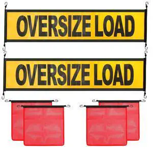 Oversize Load Signs for Trucks 2 Pack Oversized Loaded Banner,4 Red Flag Warning with Bungee Hook Products with Metal Hooks and Stretch Cord for Guard Vehicles, Cars, Trucks,18" x 84"(Flag and Banner) Oversize Load Signs for Trucks 2 Pack Oversized Loaded Banner,4 Red Flag Warning with Bungee Hook Products with Metal Hooks and Stretch Cord for Guard Vehicles, Cars, Trucks,18" x 84"(Flag and Banner)