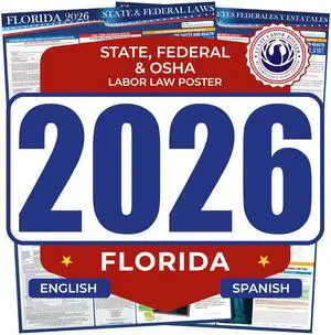 2026 Florida State & Federal Mandatory Labor Law Poster, OSHA Compliant (English Spanish Combo) 2026 Florida State & Federal Mandatory Labor Law Poster, OSHA Compliant (English Spanish Combo)