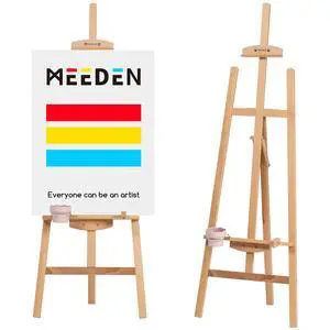 Beechwood Lyre Easel Tripod - Adjustable Art Paint Easel with Brush Holder, Washer & Metal Stand, Perfect for Painting, Display, Wedding Sign Beechwood Lyre Easel Tripod - Adjustable Art Paint Easel with Brush Holder, Washer & Metal Stand, Perfect for Painting, Display, Wedding Sign