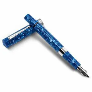 FPR Jaipur V2 Blue Piston Fill Refillable Fountain Pen for Writers | Ultra Flex Nib, Cracked Ice Acrylic Body, Ebonite Feed, Twist-On Closure, 4 mm to 2 mm Line Variation FPR Jaipur V2 Blue Piston Fill Refillable Fountain Pen for Writers | Ultra Flex Nib, Cracked Ice Acrylic Body, Ebonite Feed, Twist-On Closure, 4 mm to 2 mm Line Variation