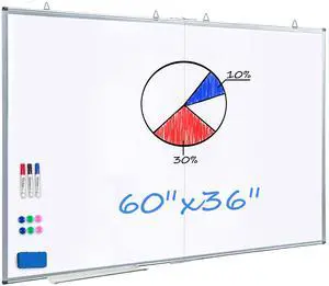 Magnetic Dry Erase White Board - Large Foldable Portable 60" x 36" Double Sided Whiteboard Silver Aluminum Frame Marker Board, Hanging Wall Mounted for Office Home School Magnetic Dry Erase White Board - Large Foldable Portable 60" x 36" Double Sided Whiteboard Silver Aluminum Frame Marker Board, Hanging Wall Mounted for Office Home School