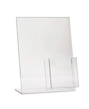 Deluxe Clear Acrylic Slant Back Sign Holder Premium 8.5 x 11 Inches with Trifold Brochure Pocket Deluxe Clear Acrylic Slant Back Sign Holder Premium 8.5 x 11 Inches with Trifold Brochure Pocket