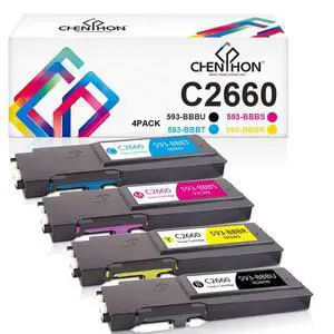 C2660 Toner Cartridge Compatible for Dell C2660 C2660dn C2665dnf, 4 Pack | Replacement for Dell C2660dn C2660dnf Printer Ink 593-BBBU 593-BBBT 593-BBBS 593-BBBR C2660 Toner Cartridge Compatible for Dell C2660 C2660dn C2665dnf, 4 Pack | Replacement for Dell C2660dn C2660dnf Printer Ink 593-BBBU 593-BBBT 593-BBBS 593-BBBR
