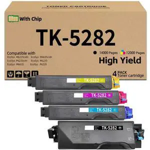 TK5282 TK-5282 Toner Cartridge with Chip Replacement for Kyocera TK-5282K TK-5282C TK-5282M TK-5282Y Compatible with Kyocera Ecosys M6635cidn P6235cdn M6235cidn P6235cidn M6635cidn Printers (4 Pack) TK5282 TK-5282 Toner Cartridge with Chip Replacement for Kyocera TK-5282K TK-5282C TK-5282M TK-5282Y Compatible with Kyocera Ecosys M6635cidn P6235cdn M6235cidn P6235cidn M6635cidn Printers (4 Pack)
