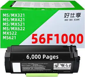 56F1000 Black High Yield Toner Cartridge Replacement for Lexmark 56F1H0E 56F1H00 56F1U00 56F1U0E for MS321 MS421 MS521 MS621 MS622 MX321 MX421 MX521 MX522 MX622 Printers 6,000 Pages 56F1000 Black High Yield Toner Cartridge Replacement for Lexmark 56F1H0E 56F1H00 56F1U00 56F1U0E for MS321 MS421 MS521 MS621 MS622 MX321 MX421 MX521 MX522 MX622 Printers 6,000 Pages