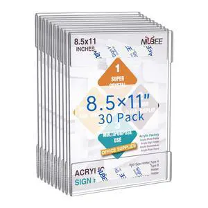 8.5x11 inch Wall Mount Acrylic Sign Holder with Double Sided Adhesive Tape for Office, Home, Store, Restaurant-No Drilling (30 Pack) clear 8.5x11 inch Wall Mount Acrylic Sign Holder with Double Sided Adhesive Tape for Office, Home, Store, Restaurant-No Drilling (30 Pack) clear