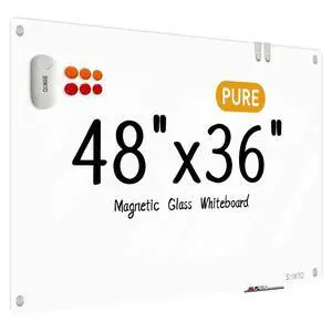 Glass Whiteboard - Glass Dry Erase Board 48" x 36" Magnetic Pure White Board Glass Writing Board White Boards for Walls Wall Office Home Glass Whiteboard - Glass Dry Erase Board 48" x 36" Magnetic Pure White Board Glass Writing Board White Boards for Walls Wall Office Home