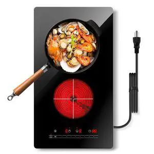 Ceramic Glass Stove Top 12 Inch, Countertop & Built in Electric Stove Top 110V, 2000W 2 Burner Hot Plate Electric, Electric Cooktop 2 Burner with Timer, 9 Power Level Ceramic Glass Stove Top 12 Inch, Countertop & Built in Electric Stove Top 110V, 2000W 2 Burner Hot Plate Electric, Electric Cooktop 2 Burner with Timer, 9 Power Level
