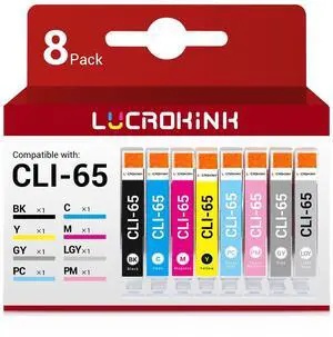 CLI 65 Ink Cartridges Combo Pack Replacement for CLI-65 Ink Cartridges for PIXMA PRO-200 Printer (8pack, 1BK 1GY 1LGY 1C 1PC 1M 1PM 1Y) CLI 65 Ink Cartridges Combo Pack Replacement for CLI-65 Ink Cartridges for PIXMA PRO-200 Printer (8pack, 1BK 1GY 1LGY 1C 1PC 1M 1PM 1Y)