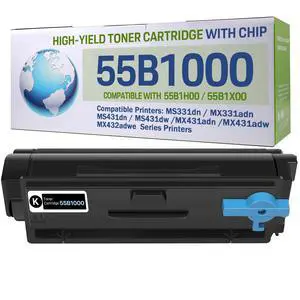 55B1000 Black Toner Cartridge(with chip) Replacement for Lexmark MS431dn,MS331dn,MX331adn,MS431dw,MX431adn,MX431adw,MX432adwe Printer,High Yield Ink Cartridge Compatible 55B1H00,55B1X00 (1 Pack) 55B1000 Black Toner Cartridge(with chip) Replacement for Lexmark MS431dn,MS331dn,MX331adn,MS431dw,MX431adn,MX431adw,MX432adwe Printer,High Yield Ink Cartridge Compatible 55B1H00,55B1X00 (1 Pack)