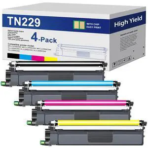 TN229 Toner Cartridges 4 Pack TN229BK/C/M/Y Replacement for Brother 229 TN-229 TN229XL TN-229XL Toner for HL L3280CDW MFC L3720CDW Printer Toner - TN2294PK (Black, Cyan, Magenta, Yellow) TN229 Toner Cartridges 4 Pack TN229BK/C/M/Y Replacement for Brother 229 TN-229 TN229XL TN-229XL Toner for HL L3280CDW MFC L3720CDW Printer Toner - TN2294PK (Black, Cyan, Magenta, Yellow)