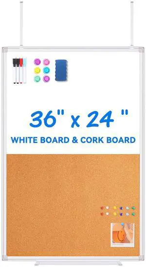 36"x24" Magnetic Whiteboard & Cork Board Combo for Door No-Drill Adjustable Hooks, Dry Erase & Pin Board for Home, Office, Dorm, Cubicle, and Small Spaces 36"x24" Magnetic Whiteboard & Cork Board Combo for Door No-Drill Adjustable Hooks, Dry Erase & Pin Board for Home, Office, Dorm, Cubicle, and Small Spaces